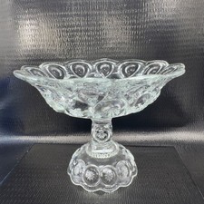 Antique Clear Moon and Star Pattern Compote Footed Candy Dish Bowl Vintage Glass picture