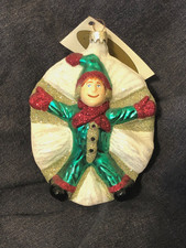 RETIRED Mattarusky Glass Child Making Snow Angel Christmas Ornament 6 