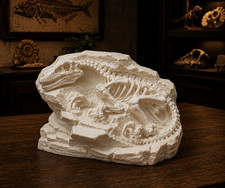 Velociraptor Fossil Replica – Decorative 3D Printed Dinosaur Skeleton – White picture