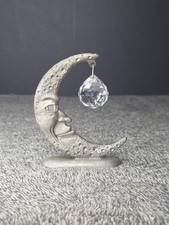 Spoontiques Pewter Celestial Crescent Moon With Crystal Ball Astrology  picture
