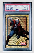 2025 TOPPS CHROME MARVEL STAR-LORD /50 GOLD WAVE REFRACTOR PSA 10 💎 #104 picture