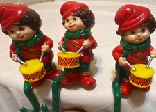 Vintage JANY Christmas Drummer Boy Stocking Holders Set of 3 Hong Kong Retro picture
