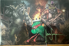 SIGNED & SKETCHED TMNT #19 MICO SUAYAN BEBOP & ROCKSTEADY Foil Variant picture