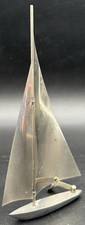 Vintage Art Deco Metal Sailboat Boat Desk Tabletop Decor Figure picture