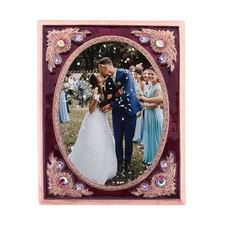 1928 Jewelry Pink Berry Enamel and Crystal Picture Frame 3.5 x 5 picture