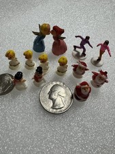 Vintage Mini Christmas Figurines Lot Santa Angels Snowmen Putz Village Tiny picture