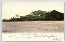 1905 Pacific Entrance Panama Canal Postcard La Boca Zone Overprint Stamp picture