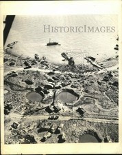 1943 Press Photo Aerial view of the battered Lae Waterfront, New Guinea picture