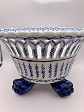 Bombay Company Reticulated Footed Blue and White Decorative Bowl picture
