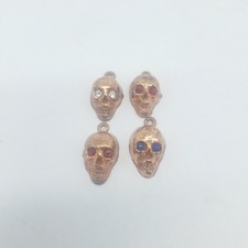 4 Vtg Gumball Charm Cracker Jack 60's Jewel Eyes HEADS SKULLS Vending Prize Toy picture