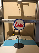 ESSO Gas & Oil Advertising Sign. Round. White Blue Red Black. Display Stand picture