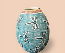 Mata Ortiz Pottery Mariela Tena Hernandez Flowers Dragonfly Jar Vase Sgraffito picture