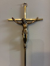 Brass With Jesus On Cross Vintage Brass INRI Wall Hanging Religious picture