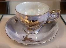 Vntg Occupied Japan Bone China Hand Painted Lavender&Gold Tea Cup & Saucer picture