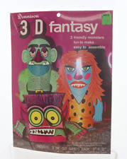 Vintage Dennison Halloween Diecut 3D Fantasy Monster Masks NIP picture
