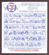 Marvel Super Heroes 7-11 Cup Checklist (1975) picture