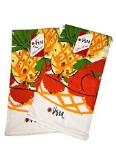 Vintage Vera Neumann Linen Tea Towels, Set of Two, Fruit Pattern NEW picture