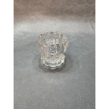 Vintage Clear Pressed Glass Scalloped Open Salt Cellar Pedestal Dip Dish 2in picture