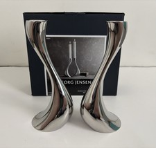 GEORG JENSEN Cobra Candlesticks Candleholders Polished SS~ Set of 2 in Box picture
