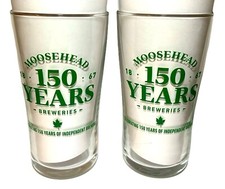 Moosehead Lager 16 oz Beer Pint Glasses | 150 Years | Set of Two (2) | New & F/S picture