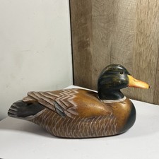 Vintage Carved large Wooden Mallard Duck Decoy Decorative Hand Painted 14
