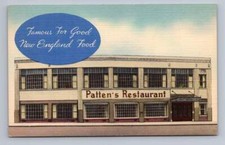 Patten's Restaurant BOSTON Vintage Linen Advertising Seafood Postcard ~1940s picture