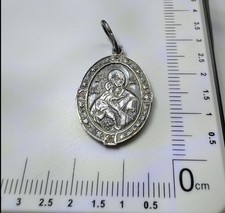 Orthodox Silver 925 Pendant Double Sided Virgin Mary & Crucifix Medallion picture