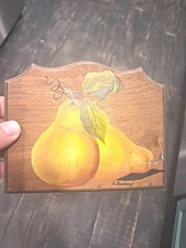Cute vintage hand-painted pear wooden napkin holder  picture