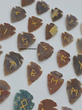 Handcrafted Fancy Jasper Arrowhead Rune Set 25 Pcs - Elder Futhark Viking Runes. picture