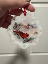 Fenton Glass Cardinal In The Churchyard Christmas Ornament picture