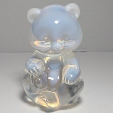 Vintage Fenton Art Glass French Opalescent Sitting Bear Figurine Paperweight 80s picture