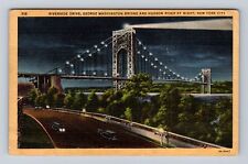 New York City NY-New York Riverside Drive, Bridge, Hudson River Vintage Postcard picture