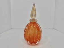 HTF Vintage MCM Gambaro & Poggi Murano Peach Gold Fleck Perfume Bottle W/stopper picture