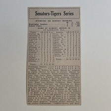 Washington Senators Detroit Tigers 1939 Sporting News Baseball 2X4 Box Score picture