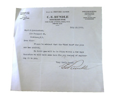 Antique 1916 C E Rundle Utica NY Car Truck Parts Letter to Mr. Quackenbush picture