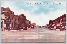 Chickasha Oklahoma Chickasha Avenue Looking West Street Antique Postcard picture