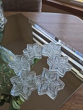 VTG Fostoria Lead Crystal Glass Star Ornaments Set/6 Point  Hang Hole  New  picture