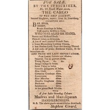 For Sale Cargo Ship Liberty Stephen Girard 1806 Philadelphia Clipping SAJ5-M10 picture