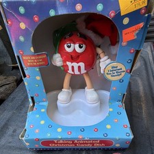 M&M's Talking Animated Christmas Candy Dish w/ Red M&M - Blue Red Green White picture