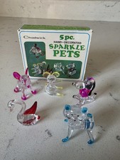 Vintage NOS 70s Chadwick Sparkle Pets Clear Acrylic Animal Figurine Snoopy Swan  picture