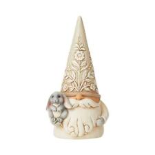 Jim Shore Heartwood Creek WHITE WOODLAND GNOME HOLDING BUNNY Figurine 6008865 picture