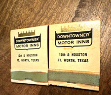 Vintage Downtowner Motor Inns Matchbooks Lot of 2 10th & Houston Ft Worth TX picture