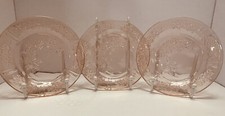 Federal Depression Glass Pink Sharon Cabbage Rose 3 Bread Plates 1935 - 39 picture
