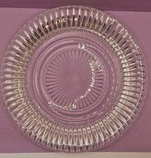 Vintage Clear Pressed Glass Plate 8.5” Starburst Sunburst Fluted Ribbed Rim picture