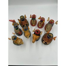 Vintage Mexican Folk Art Clay Animal Candle Holders (Miguel's #9028) 9 piece set picture