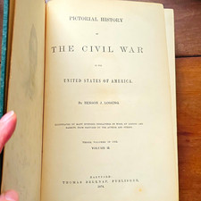 Antique 1874 Civil War History Benson Lossing V 2 HC w/ Abraham Lincoln Portrait picture