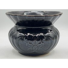 VTG Glazed Stoneware Spittoon Floral Pattern 7