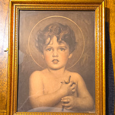 Vintage 1943 St John the Baptist Child By Charles Chambers Print Framed  12x10” picture