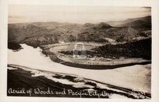 Pacific City OR Oregon Aerial View of Woods & City 1949 RPPC Photo Postcard COPY picture