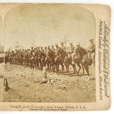 Camp Tampa Cavalry Troop F Stereoview c1898 Spanish American War Florida A2202 picture